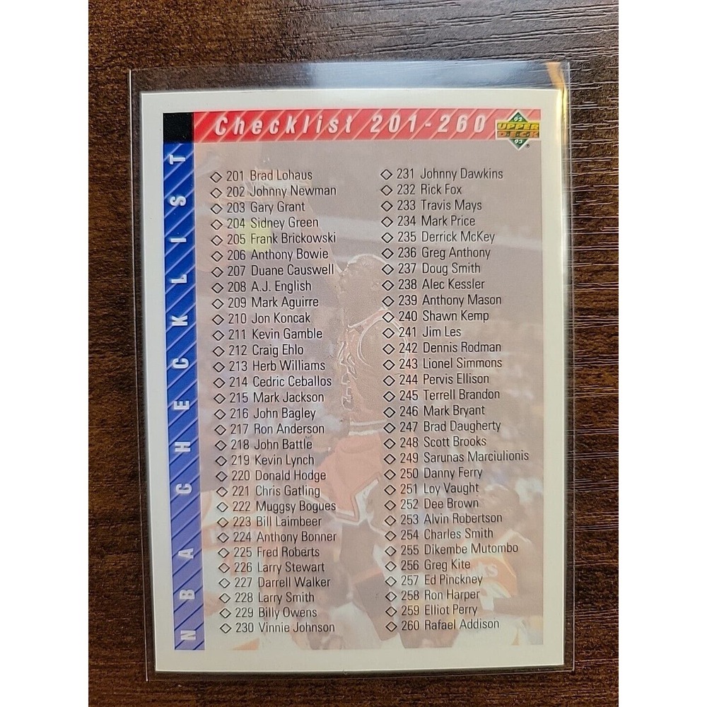Michael Jordan 1992-1993 Upper Deck #310 Checklist - #201-310 - NBA
